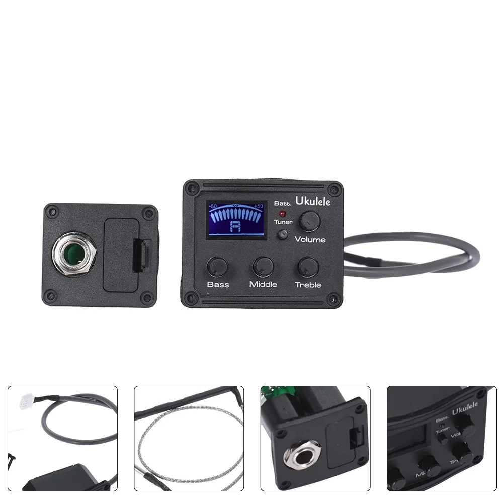 

Pickup Equalizer with Tuner Transducer Piezo Guitar LCD Display Ukulele Electric Pre Amp for Monitor Preamp