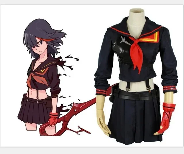 

8PCS KILL La KILL Ryuko Matoi Cosplay Costumes Japanese Anime Party Halloween Costume For Women Girls Dress Costume And Wig