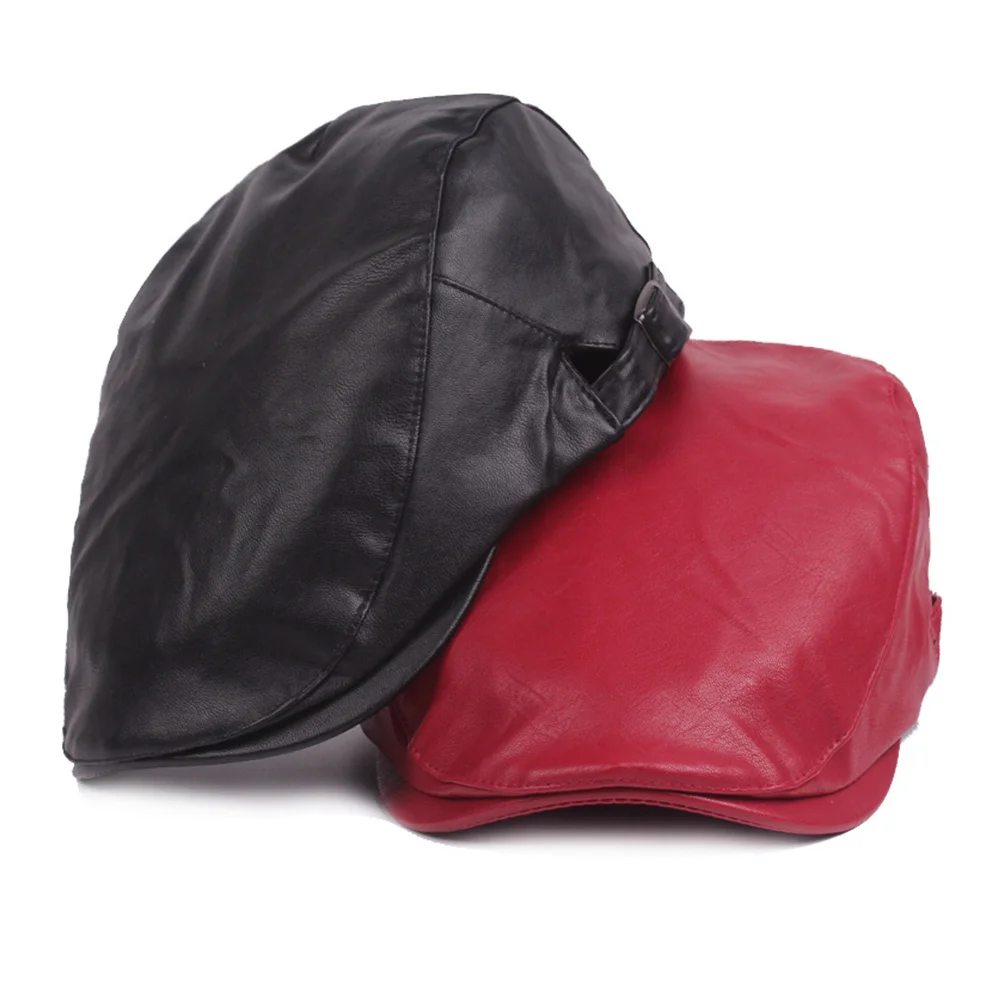 

Beret Adjustable Men's Middle-Aged Winter Cap Black Soft Polyester Lining Foldable Earflaps Vintage Newsboy Style Warm