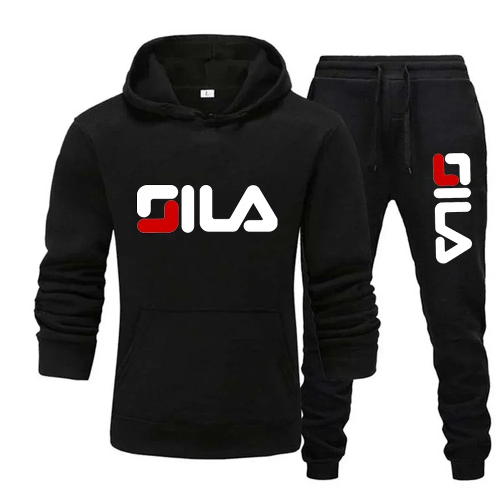 A two-piece loose sportswear fitness set featuring a pullover hoodie and casual pants for men and women in autumn and winter