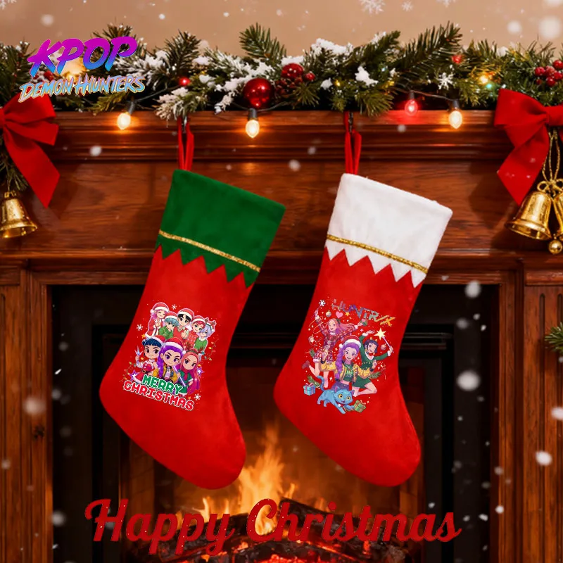 

KPop Demon Hunters Christmas Stocking Cute Christmas Tree Pendant Rumi Mira Zoey Anime Figure Christmas Sock Xmas Party Gift Bag