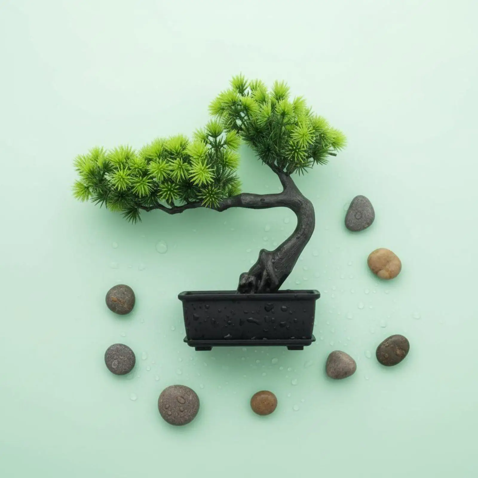 Fake Conifer Bonsai Low Maintenance Fake Conifer Tree Plant No Watering Needed Artificial Bonsai Tree for Office, Shelf,