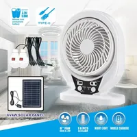 Popular8-inch USB Rechargeable Solar Fan Light Set Multi-functional Air Circulation Fan Large Wind Fan Rechargeable Camping Lamp