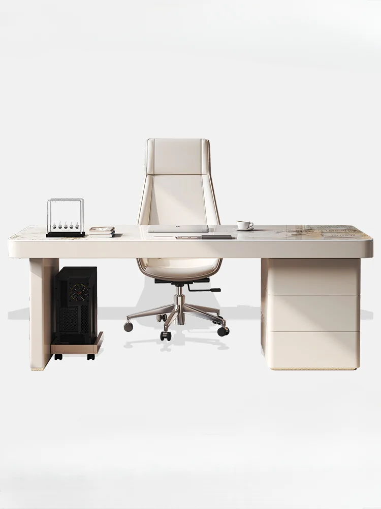 

Cream style light luxury slate desk modern simple high-end sense study computer desk