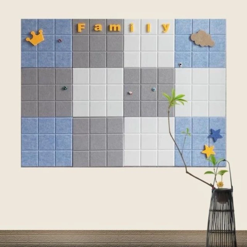 

French Grid Felt Wall Sticker Photo Wall Creative Decoration Soft Wood Board Display Background Wall Bulletin Board DIY Decor
