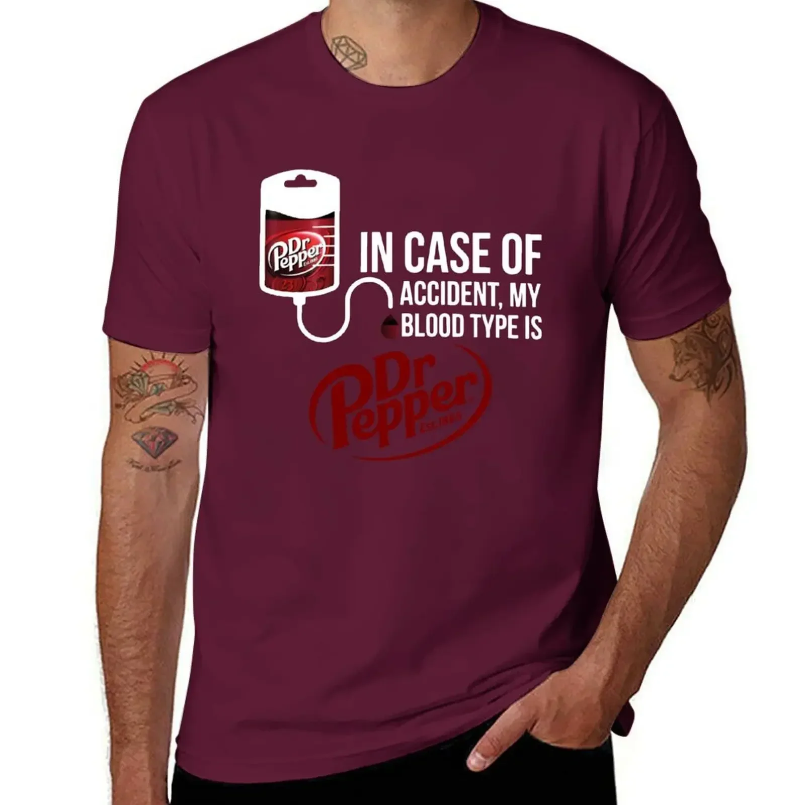 aesthetic clothes quick drying tops sports fans men clothings  in Case of Accident My Blood Type is DR.Pepper T-Shirt image 3