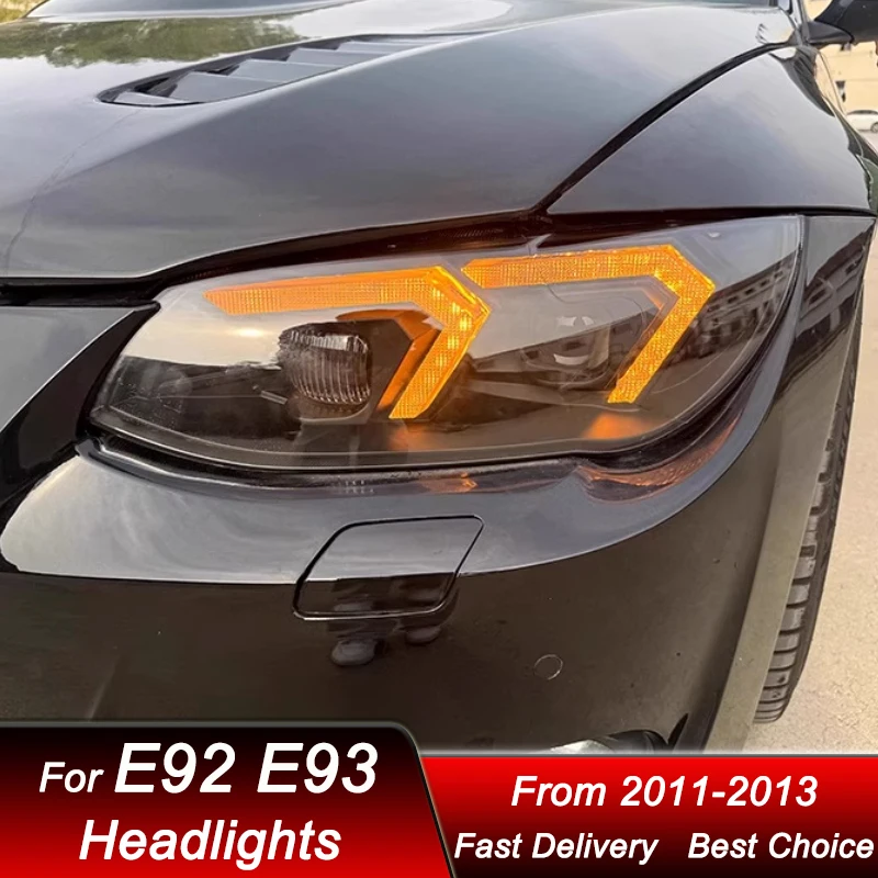 البوب سيارة المصابيح الأمامية لسيارات BMW 3 سلسلة M3 E92 E93 2011-2013 LED كشافات الجمعية ترقية عالية تكوين العارض عدسة الملحقات