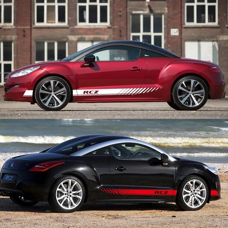 

Для PEUGEOT RCZ Coupe Racing спортивные полосы на боковую юбку двери автомобиля наклейка авто декор кузова виниловые наклейки внешние аксессуары