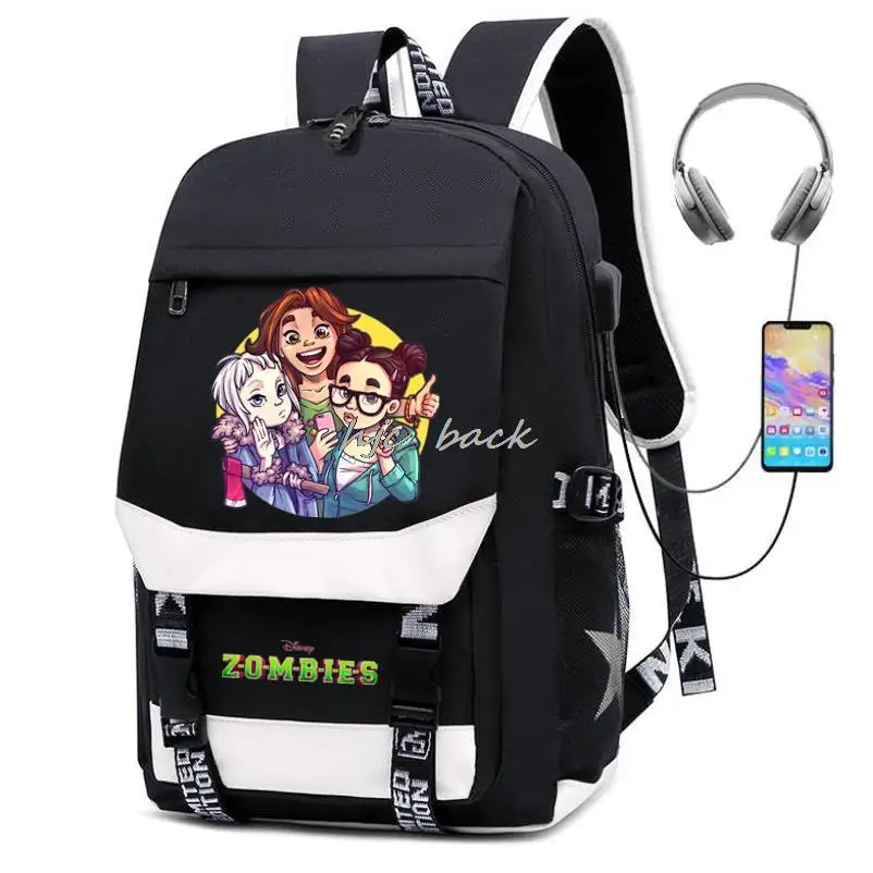 17 Inch Backpack Zombies 2 Addison Disney For Teens Boy Girls School Bags Backpacks Students Travel Backpack Usb Laptop Mochilas