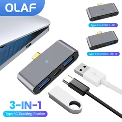 OlPG-Station d'accueil USB Type-C vers USB 3.0 PD SD TF, adaptateur de lecteur de carte, charge rapide PD OTG 6 000 HUB pour tablette et ordinateur portable