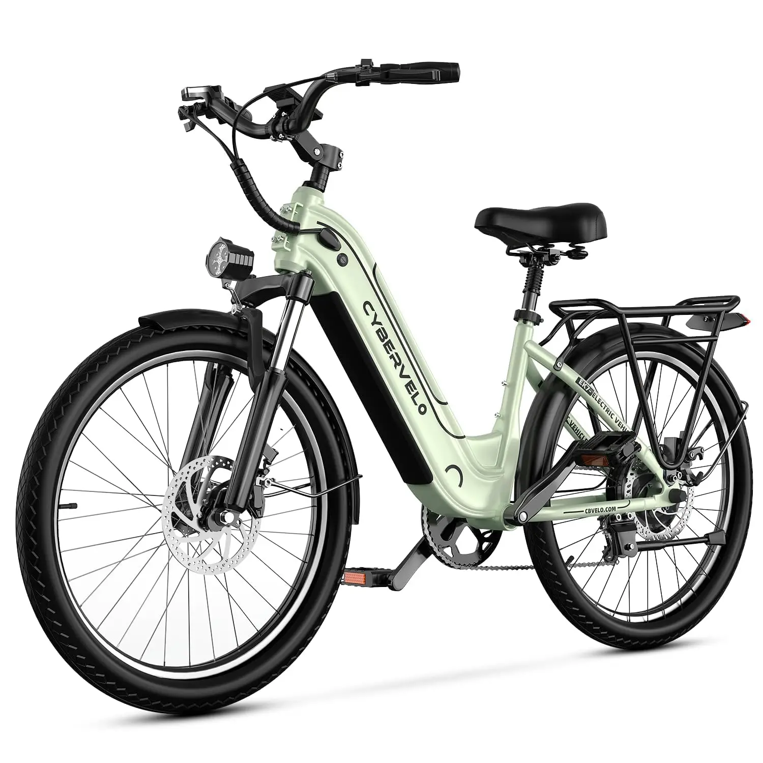 Cybervelo 750W Peak Electric Bike for Adults,up 80 Miles Removable Battery Ebike, 26" Electric E Bike with 7-Speed,Adult Electri image 15