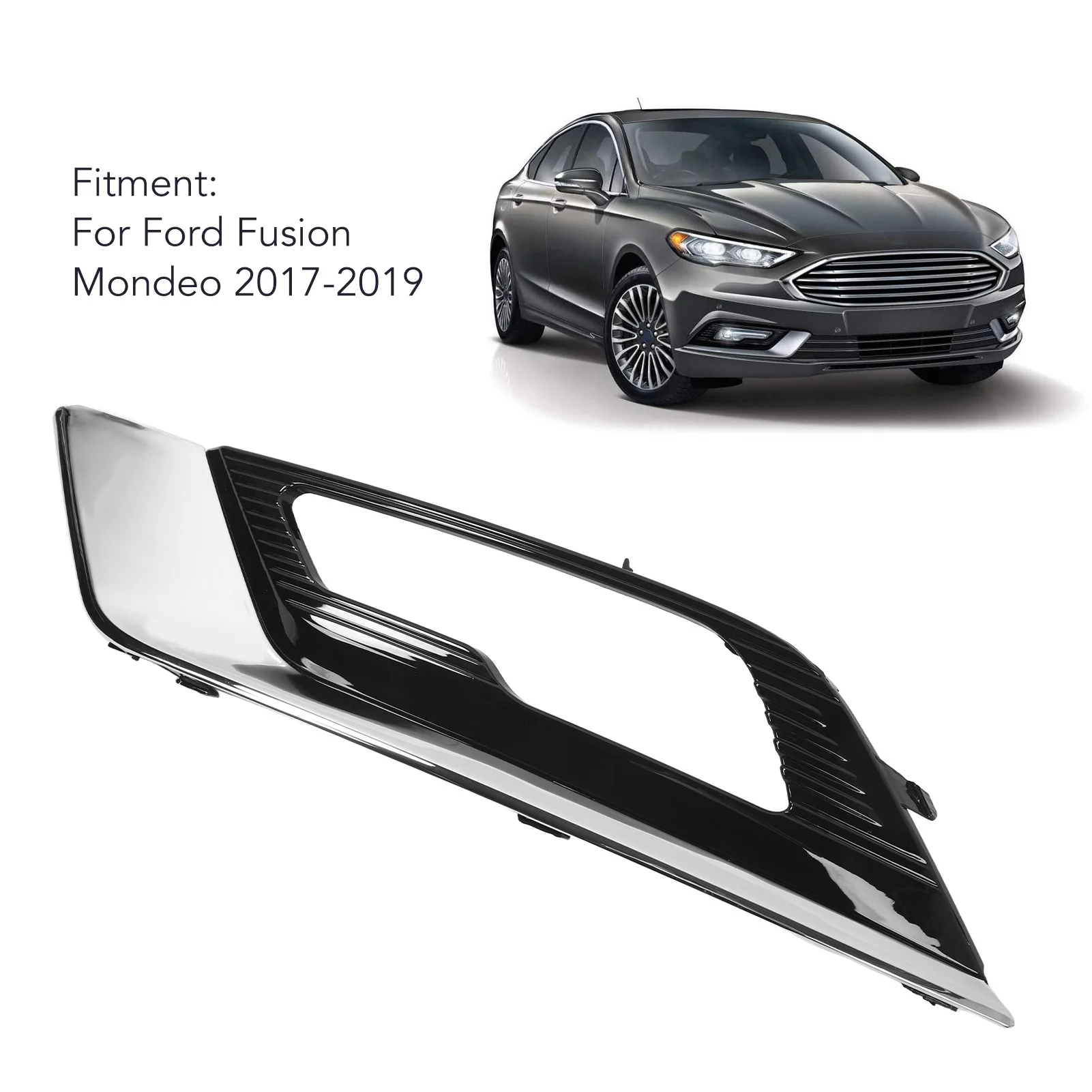 

Fog Light Bezel Scratch Resistant Chrome Fog Lamp Grille Cover Car Accessories for Ford Fusion Mondeo 2017-2019