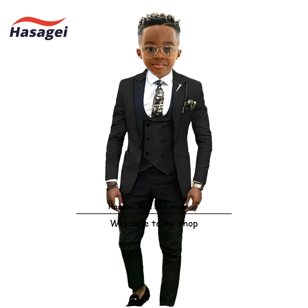 Smoking formal de casamento para menino oliva, terno infantil de 3 peças, blazer e colete, roupa personalizada, vestido de festa 2-16t