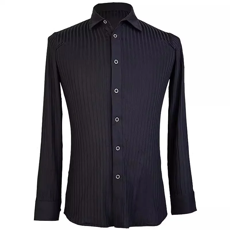 백인 남성 라틴 댄스 셔츠 옷 긴 소매 표준 현대 볼룸 탑 성능 왈츠 연습 댄스웨어 의상