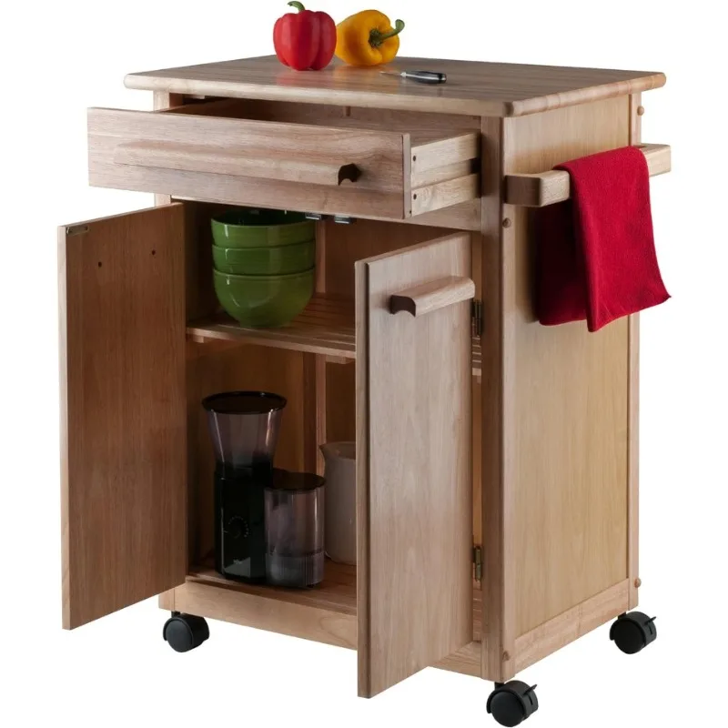 

Wood Kitchen Cart, Natural, Single Drawer， Kitchen Cart