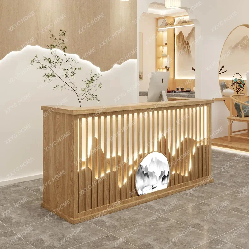 A  Simple Chinese bar health center, Chinese medicine center checkout page reception desk New Chinese tea house cabinet