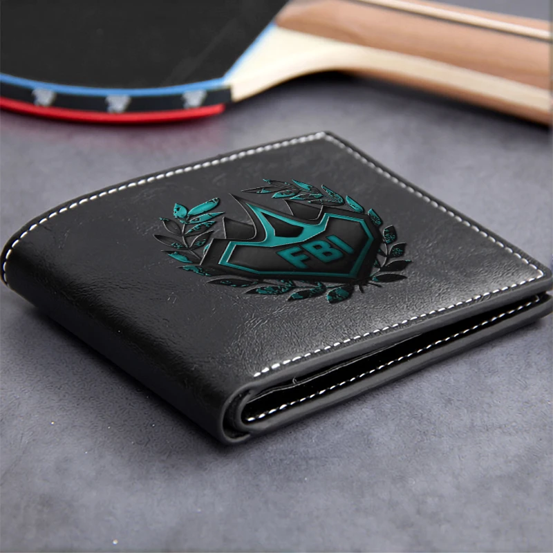 FBI Embossed Logo PU Leather Wallet Men's Slim Business Style Durable Lightweight Design Premium Finish