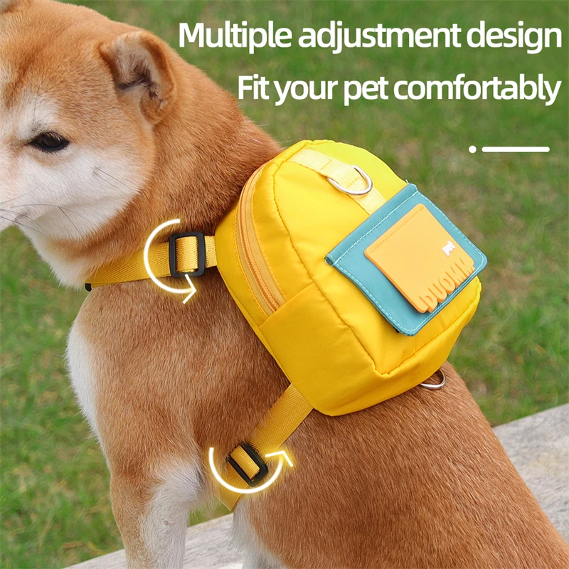 Pet Backpack With Harness Collar Outdoor Travel Portable Dog Training Treat Pouch Puppy Snack Reward Waist Bag Dogs Poop Bags