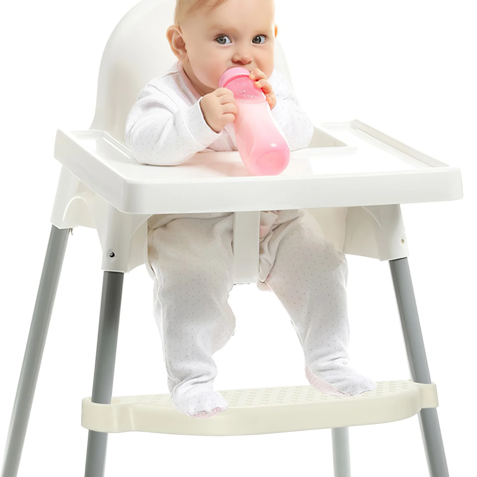 

High Chair Footstool Ergonomic Adjustable Plastic Feet Rest for Baby Highchair Replacement Wide Platform Sturdy Construction