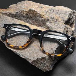 Japanese Vintage Square Acetate Glasses Frame Men Women Fashion Transparent Eyeglasses Car Dring Office Eyewear Gafas