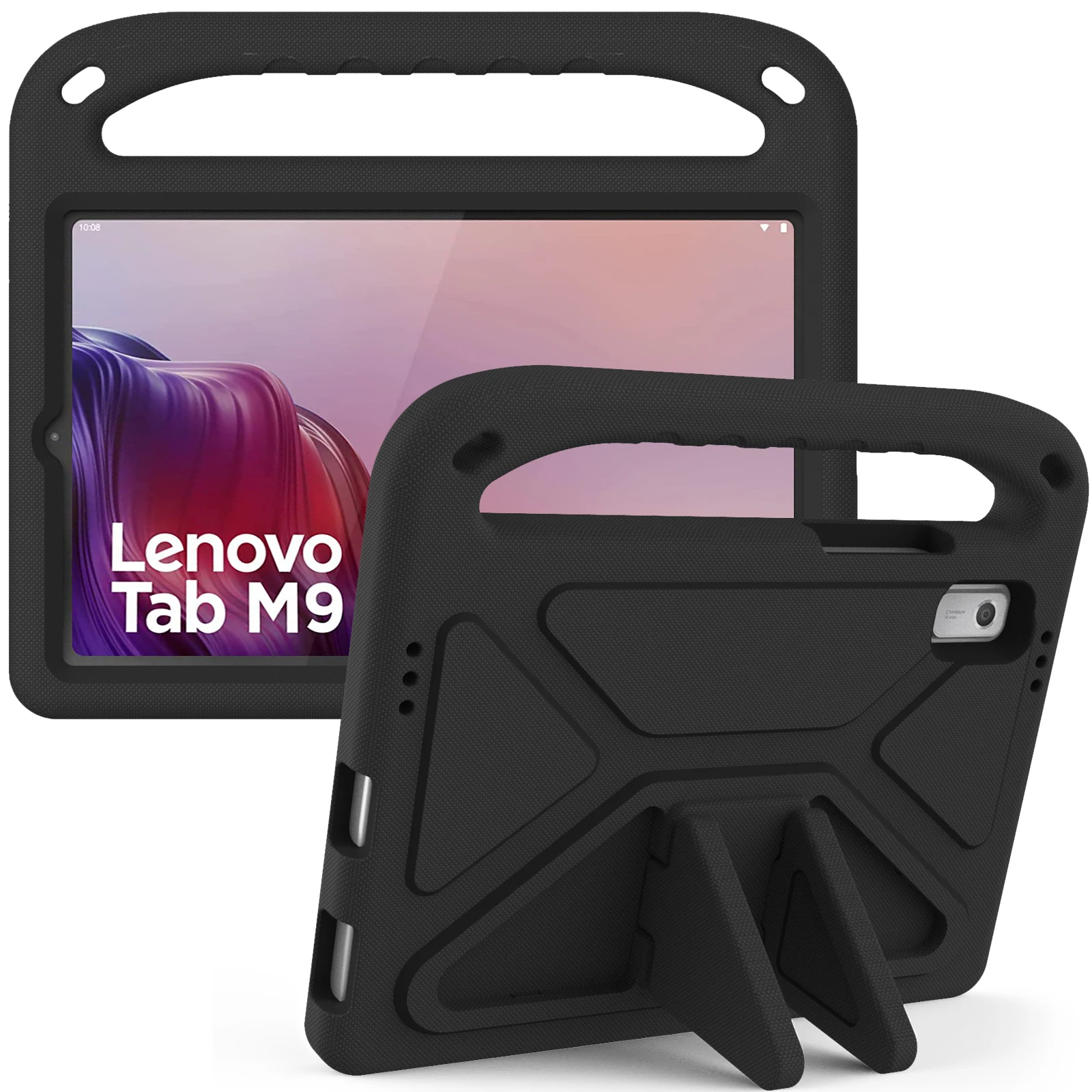 

Для Lenovo Tab M9 Kickstand Чехол для планшета Ручка EVA Противоударный чехол - черный