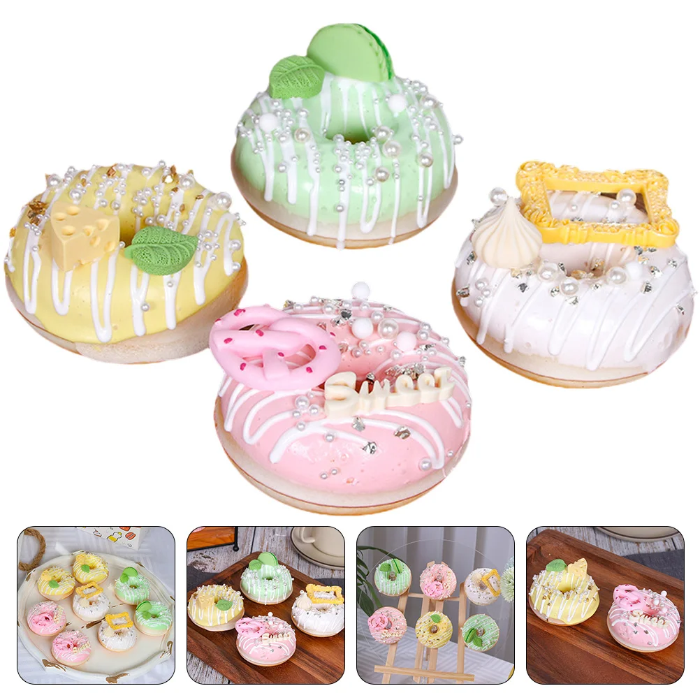 4 Pcs Toys Faux Donuts Fake Decorate Simulation Models Doughnuts Artificial Desserts Party Decors Colored