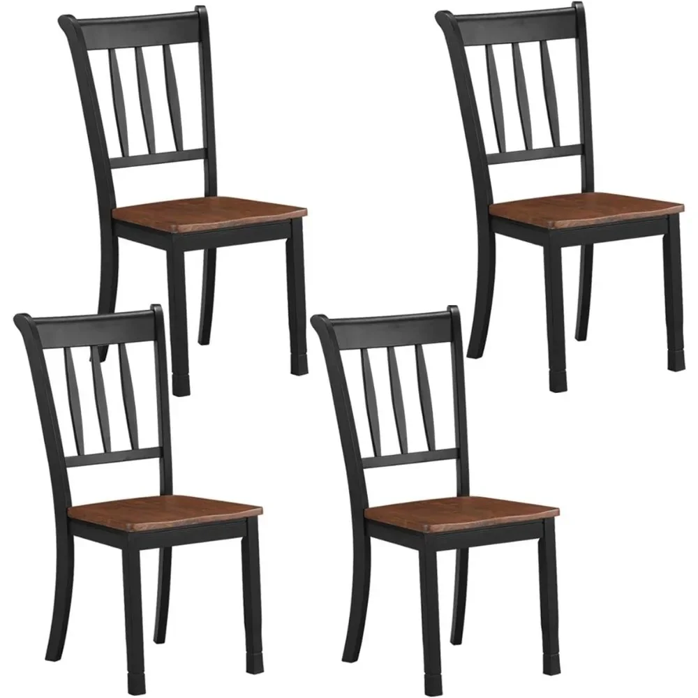 Wood Dining Chairs Set of 4, Armless Kitchen Chairs w/Solid Rubber Wood Frame, Easy to Assemble Dining Side Chair