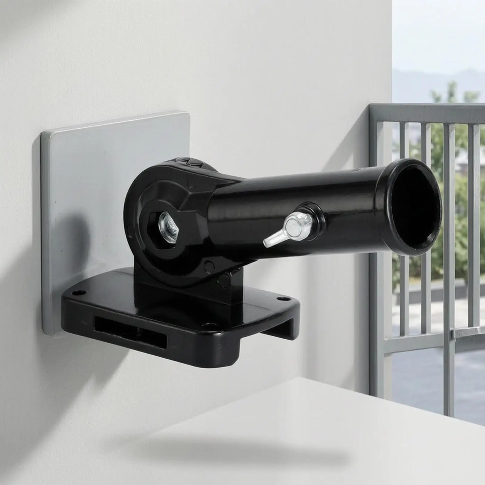Outdoor Flagpole Mount Base Aluminum Alloy Holder with Tilt Adjustment for Wall Facade