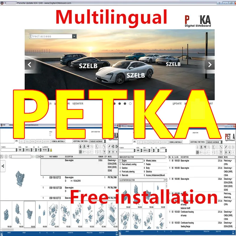 

PETKA 8.3 -V-Software, Autoreparatur-Software, Gruppenfahrzeuge, elektronischer Teilekatalogwia A-udiwia V-W SKO/DA