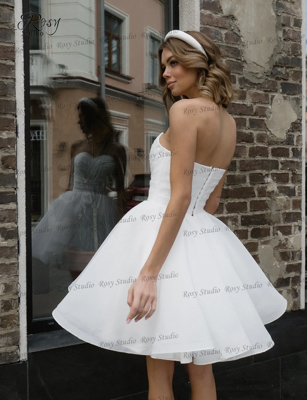 Simple White Wedding Dress Sweetheart A-line Mini Short Bridal Reception Gown Organza Bride Party Dress Robe de Mariee