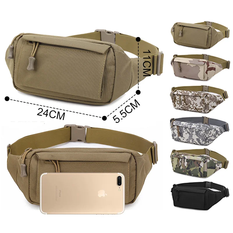 

Men's Waist Bag Tactical Pouch Men Shoulder Belt Bags Hip Sack Oxford Cloth Belly Waterproof Banana Male Fanny Pack for Phone