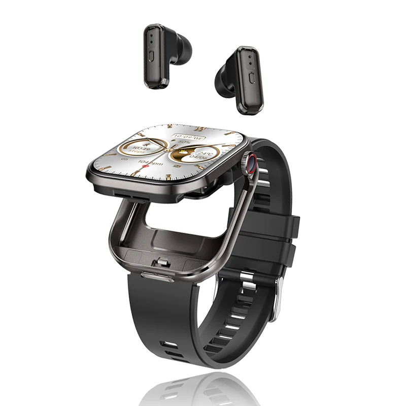 New TWS Smart Watch Build in Earbuds 2.02inch Screenrt 2 IN 1 Wireless Earphones Blutooth Call Health Monitoring Smartwatch