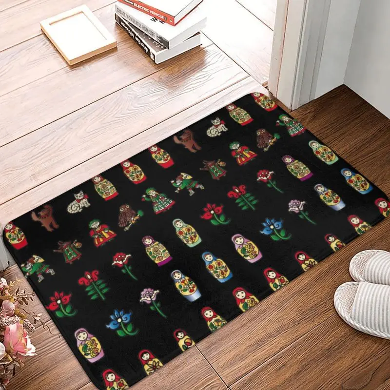 Russian Dolls Matryoshka Floor Door Bathroom Kitchen Mat Anti-Slip Babushka Flower Art Doormat Living Room Entrance Rug Carpet