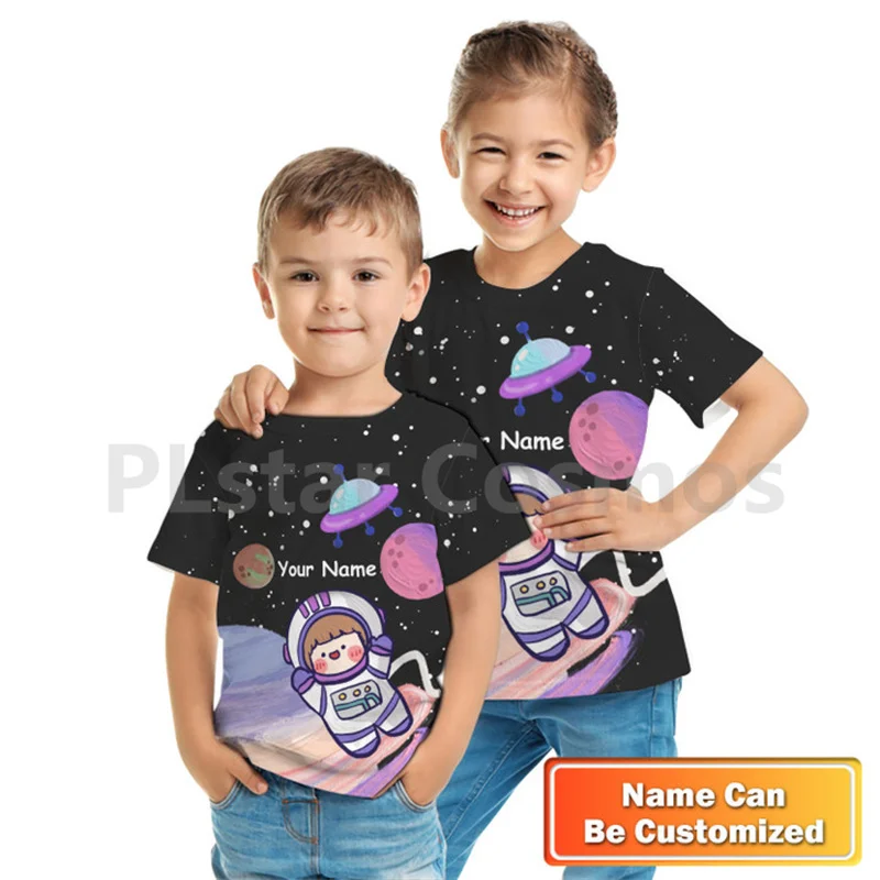 Astronaut Kid T Shirt Personalized Name 3d Printed Tops Kids Boy For Girl T Shirt Cosplay Clothing