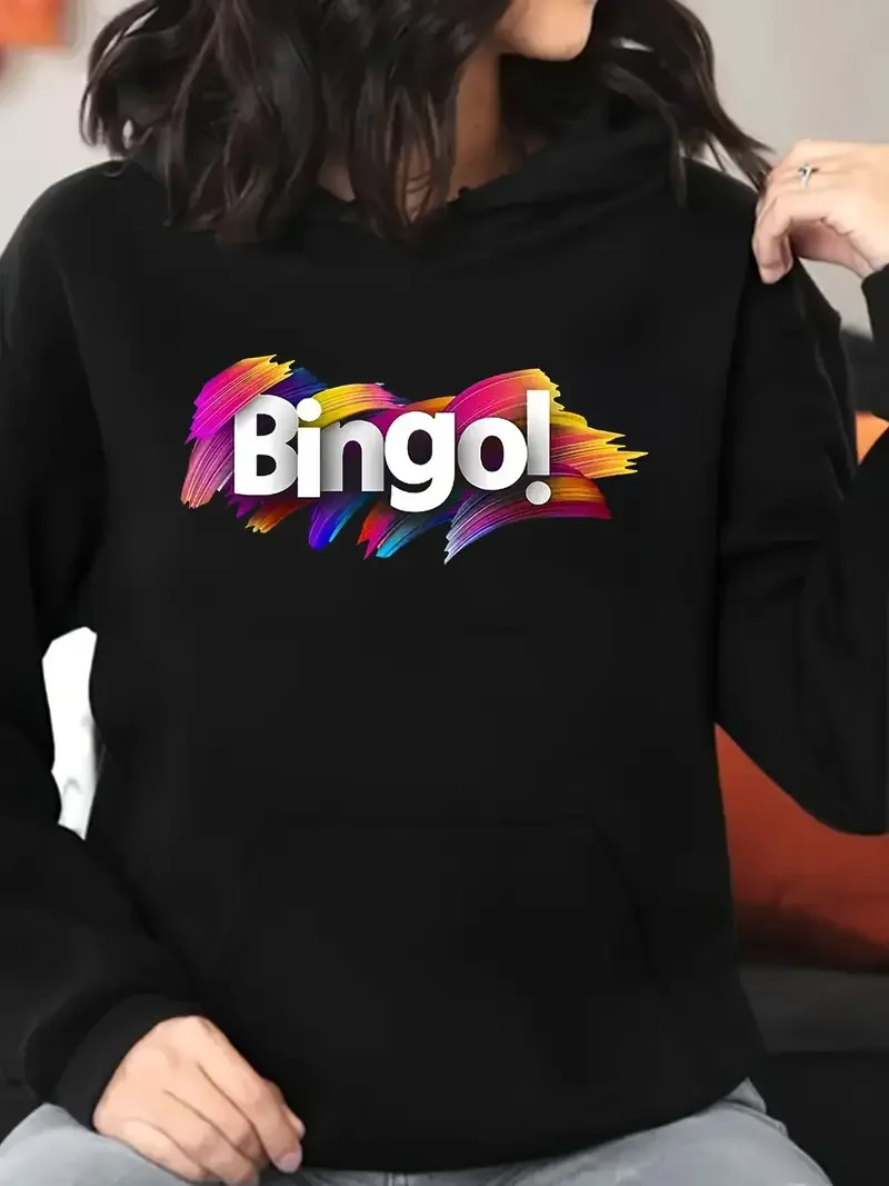 

Женская яркая толстовка с капюшоном с рисунком бинго, стильный пуловер больших размеров, толстовка с карманами, 550 г/м2, K Pop Demon Hunter