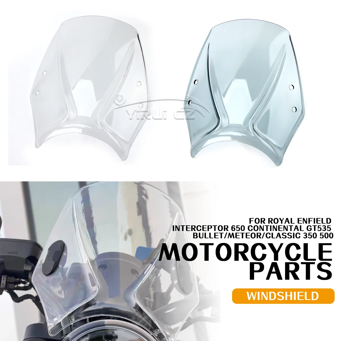 لـ Royal Enfield Interceptor 650 Continental GT 535 رصاصة/نيزك/كلاسيكي 350 500 الزجاج الأمامي للدراجات النارية العالمي