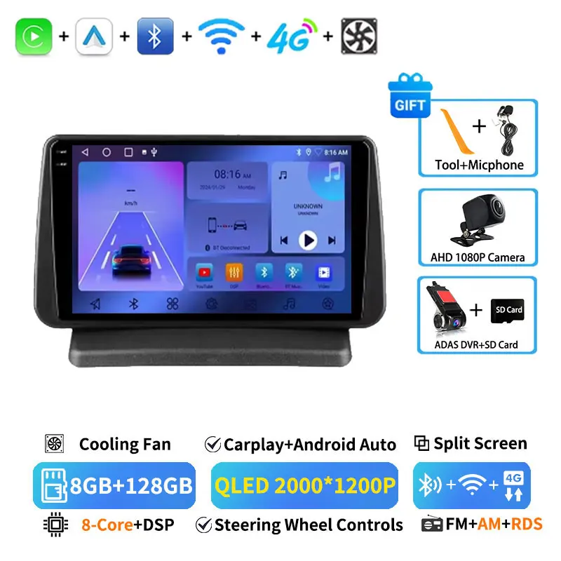 Draadloze Carplay Android 15 voor Nissan Note E11 2005 - 2013 Stereo 360 Camera Autoradio BT GPS WIFI 4G LTE DSP Videospeler RDS