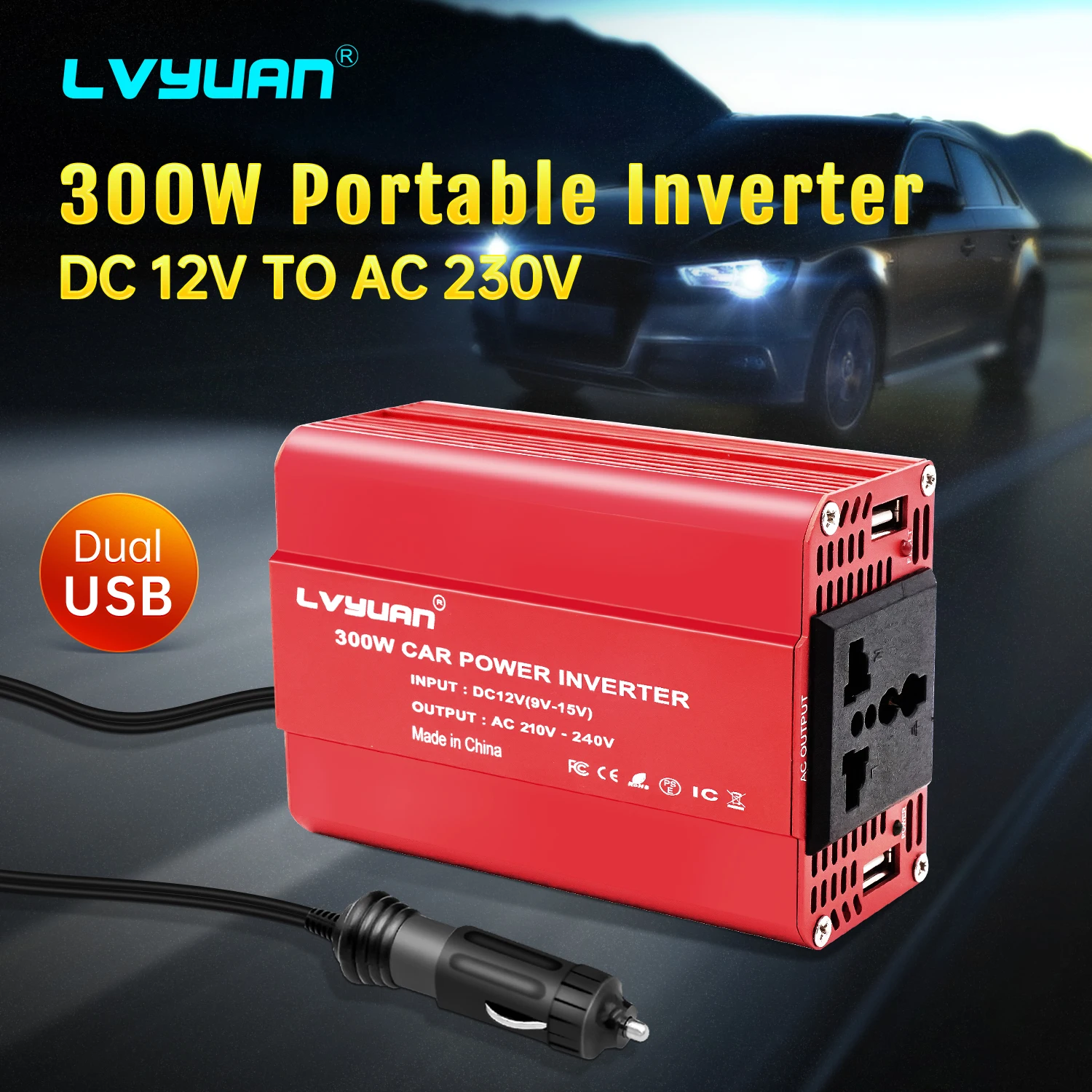 

Modified Sine Wave Inverter 12V 220V 110V 300W DC To AC Portable Power Voltage Converter Car Solar Inverter US EU UN Socket