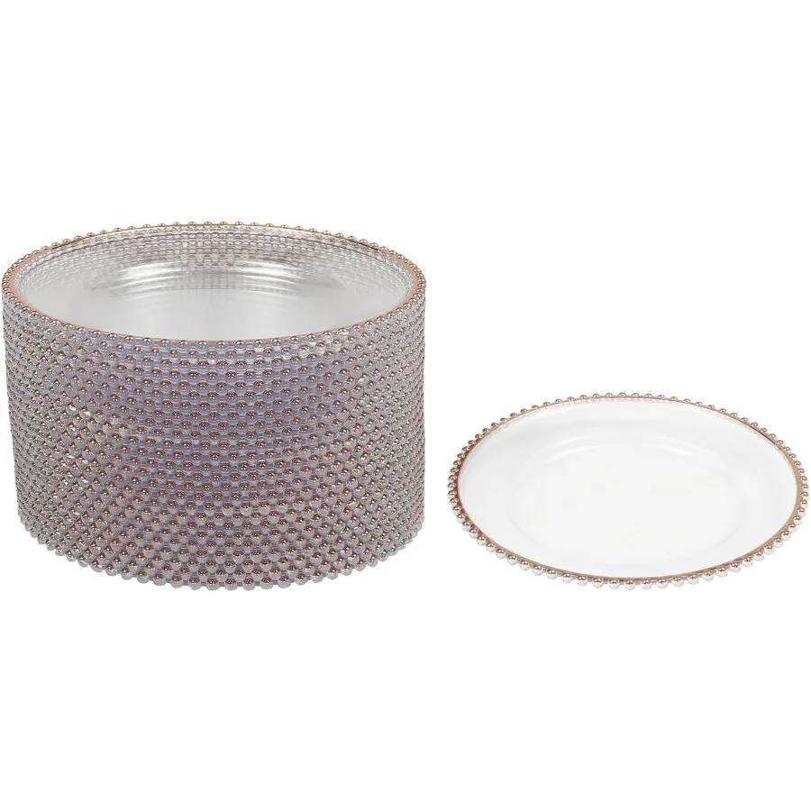 

25 Pcs Clear Charger Plates 12.6inch Round Charger Plastic Plate for Wedding Dinner Elegant Reusable for Table Setting Party Ev