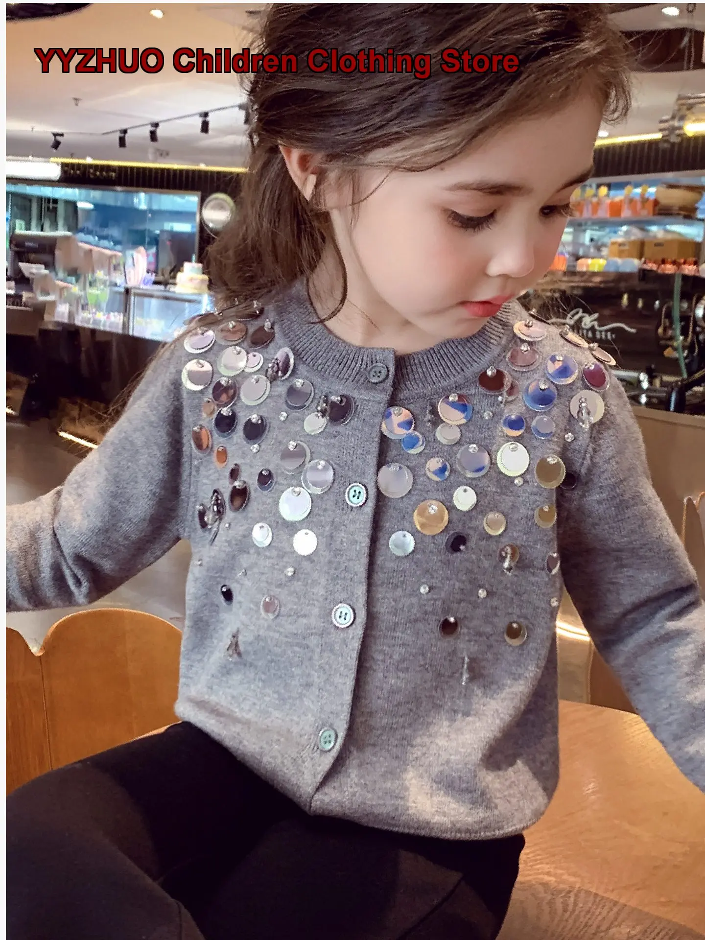 Girls Cardigan Autumn Knit Base Layer Top Round Neck Casual Wear Gentle Style Toddler Kids