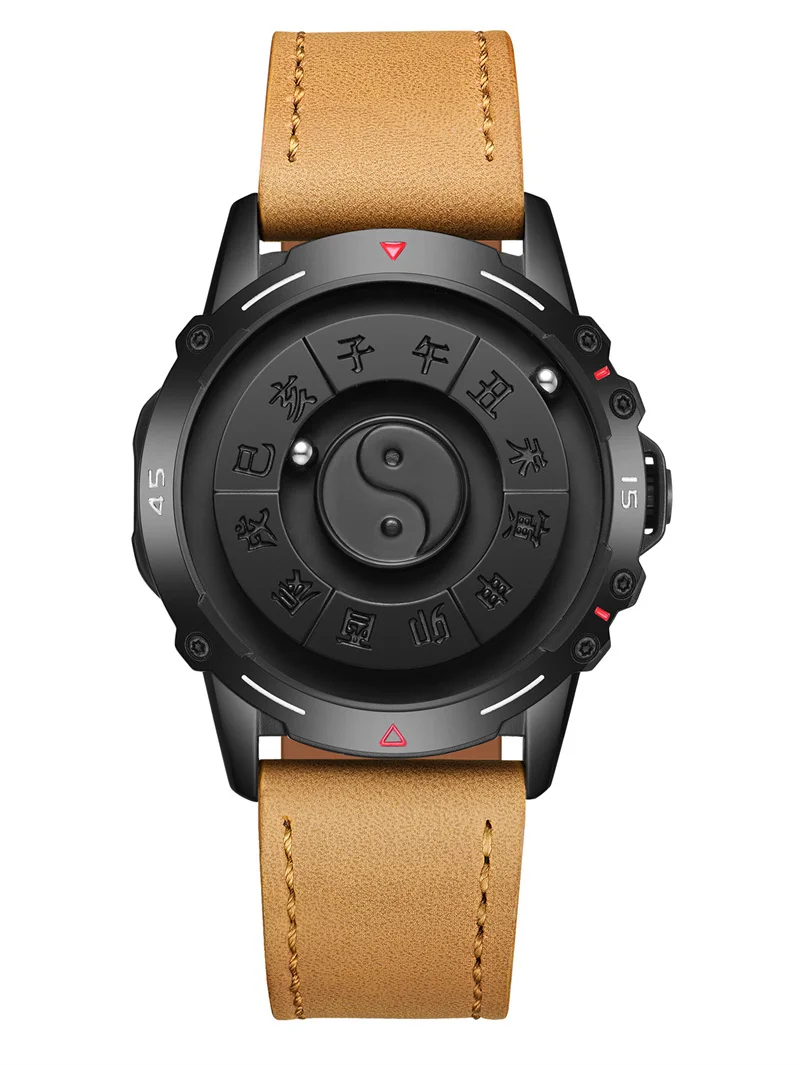 DOM 1737 jam tangan kuarsa Fashion tahan air tren keren elemen populer magnetik pria penunjuk beroda baja tahan karat kreatif