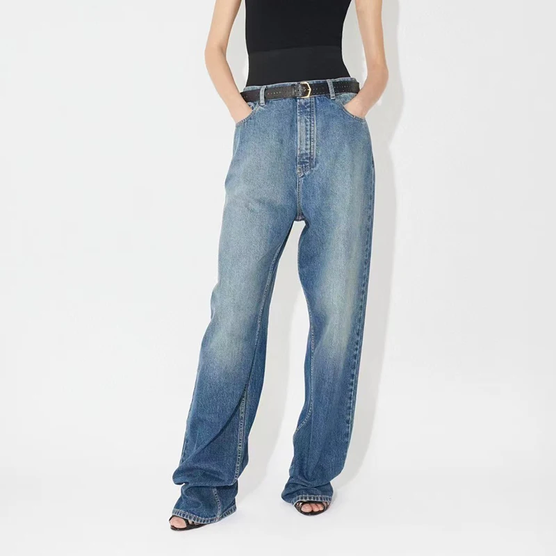 

Women's Waistcoat Women's Straight Leg Pants, Fashionable Versatile Wide Leg Pants, High Quality Cotton, 2024 Fall, New, y2k