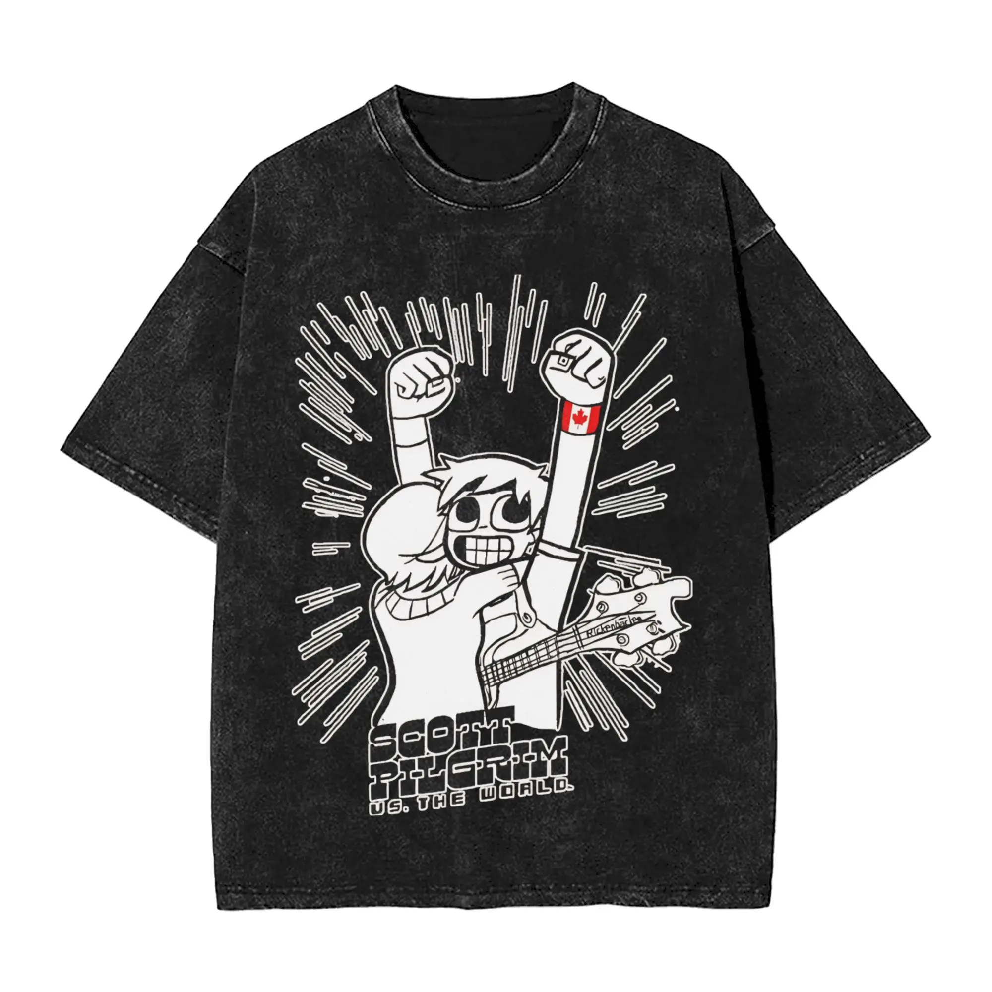 Harajuku Washed Shirt  Scotts Pilgrims vs The World Merch Retro T Shirt Harajuku  Streetwear Short Sleeve Summer Tee Shirt
