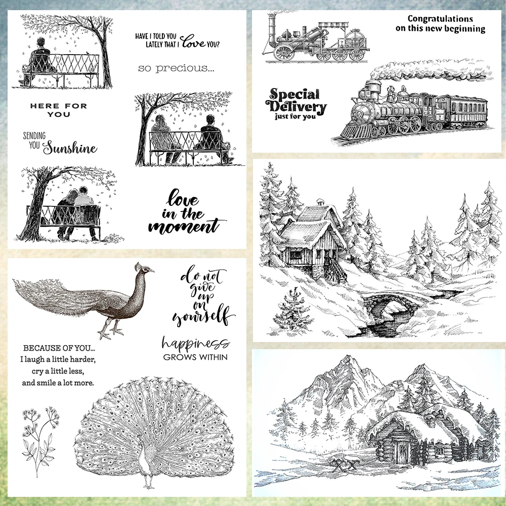 【Heart on the Journey】Clear Rubber Stamps Scrapbooking Crafts Metal Die Cuts Embossing Folder Card Making Beautiful Scenery