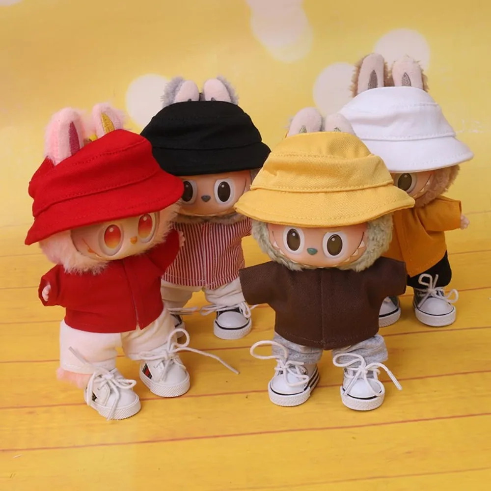 15/17 سنتيمتر Labubu ملابس دمى قبعة بحافة فستان الدمى اكسسوارات الجلوس حفلة تغيير فستان لعبة عيد الميلاد هدية عيد ميلاد اللعب