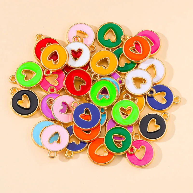 Wholesale Mixed 20Pcs 12*14mm Colorful Enamel Star Love Heart Alloy Charm Pendant for DIY Jewelry Making Earrings Accessories