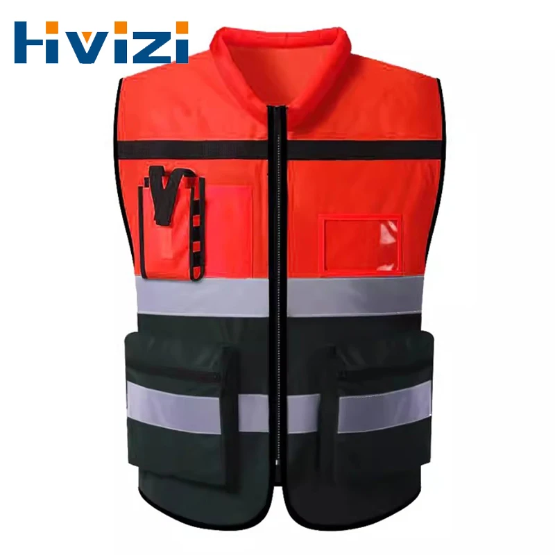 High Visibility Reflective with Zipper and Utility Pockets for Surveyors Engineers Class 2 Construction Workers Clothing