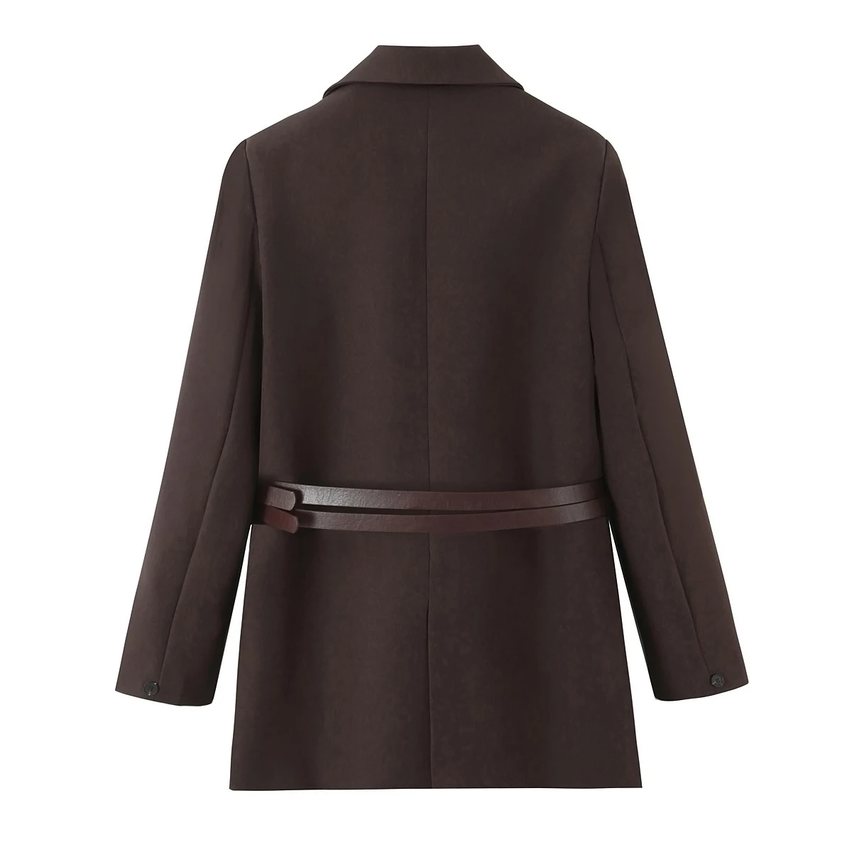 European and American Style New Women's Fashion Versatile Loose Casual Double Belt Slimming Gunlapel Blazer Coat