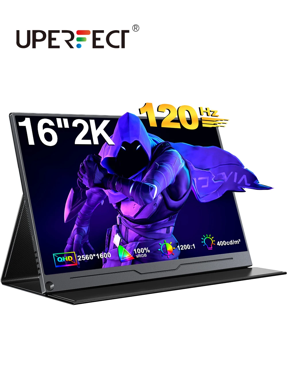 UPERFECT 2K 16'' 120Hz Portable Gaming Monitor 2560x1600 QHD Travel Laptop Display IPS Computer External Second Screen USB C HD