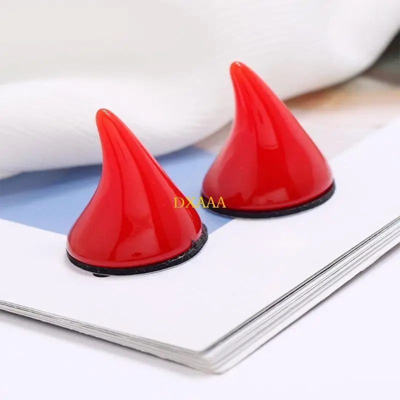 DXAA Cool Black Cartoon Horns Resin Sticker Fashion Headwear Easy to Wear Costume Accessory for Halloween Cosplay Party